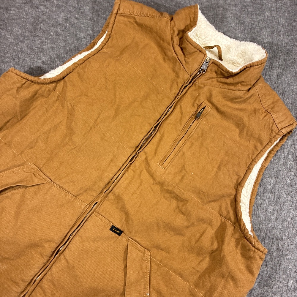 Lee Premium Select Vest Mens XL Brown Sherpa Lined Cotton Canvas Workwear